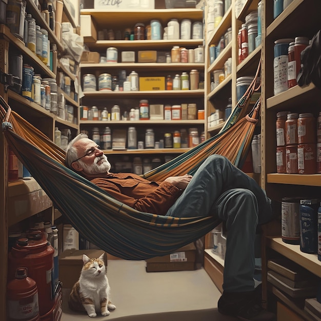 Store Owner Sleeping While Reading a Manual