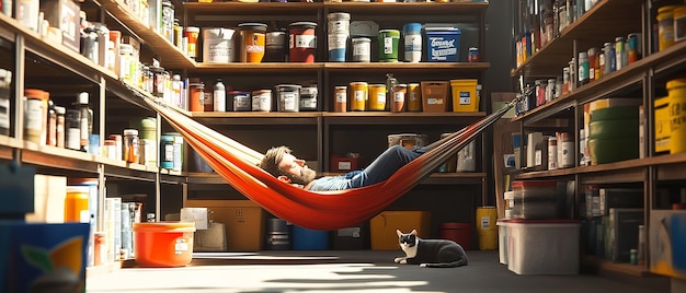 Store Owner Sleeping While Reading a Manual