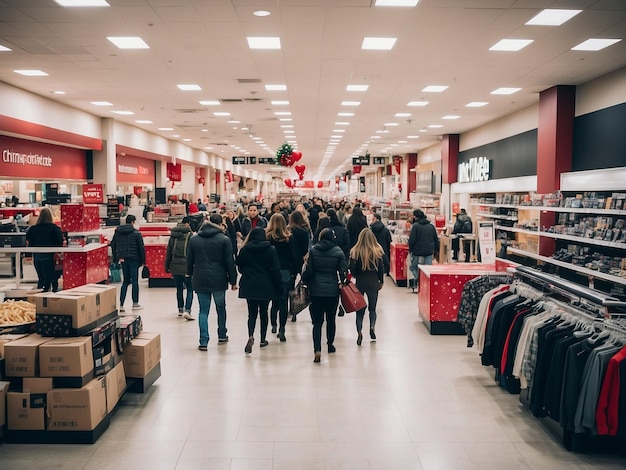 a store with a bunch of people shopping in it