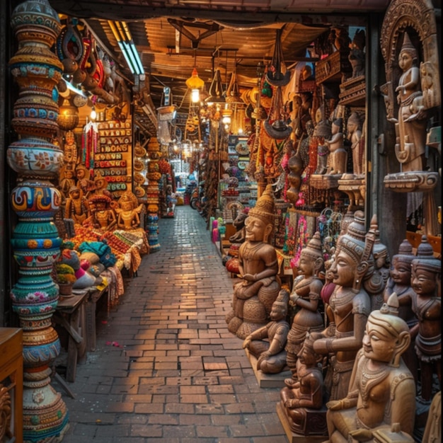 a store with many statues and one that says  h k