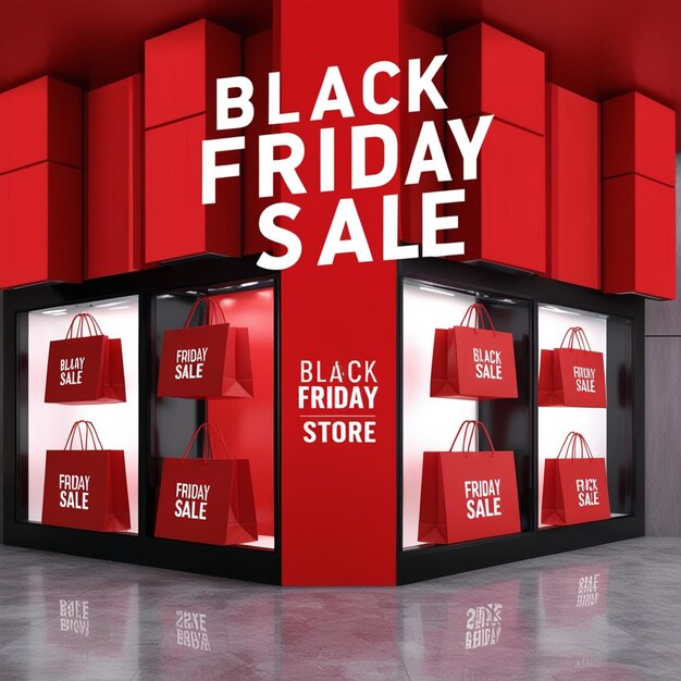 Photo a store with a red sign that says black friday sale