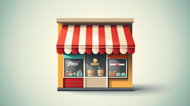 Storefront Flat Design ECommerce Icon illustration A flat design styled shopping Generate AI