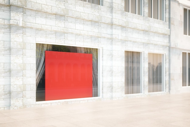 Storefront with a blank red banner