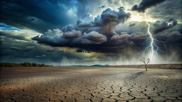 a storm cloud over a desert with a storm cloud in the background