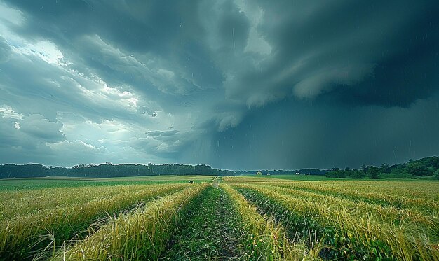 a storm cloud over a field of wheat