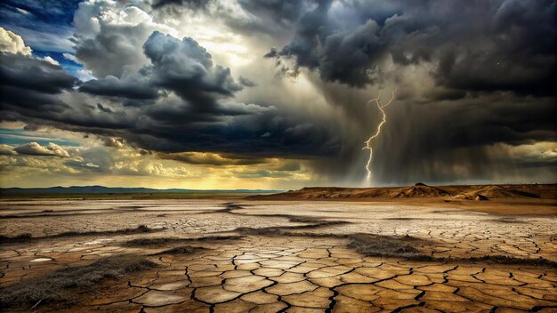 a storm cloud hovers over a desert landscape