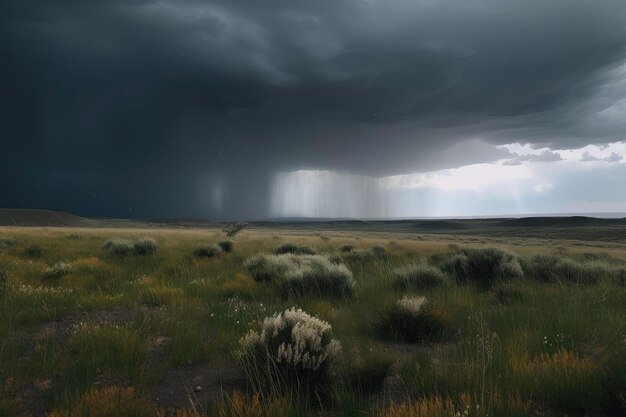 Storm clouds rolling in with rain and hail beginning to fall