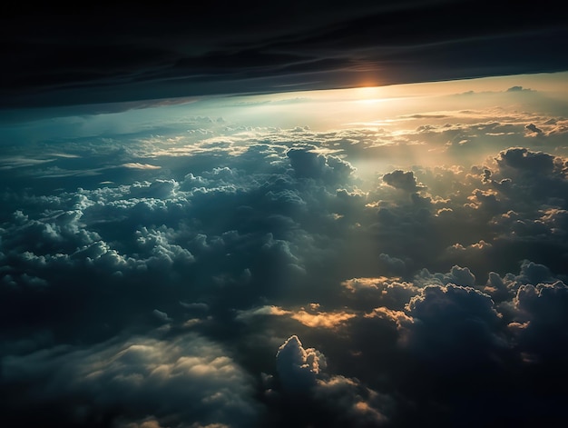 A storm above the clouds with intense lightning