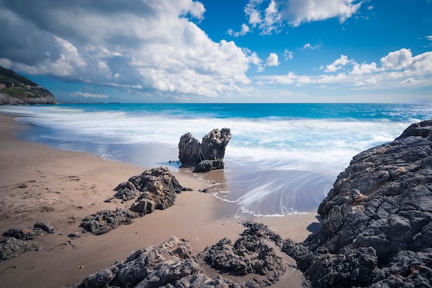 A storm is approaching on the beach 