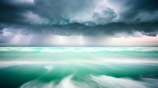 A storm is coming in over the ocean