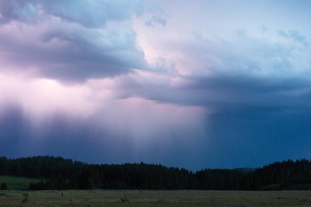 A storm passes thru quickly over Norris Canyon Road in Yellowstone