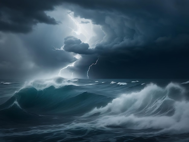 storm over the sea AI Generated Image