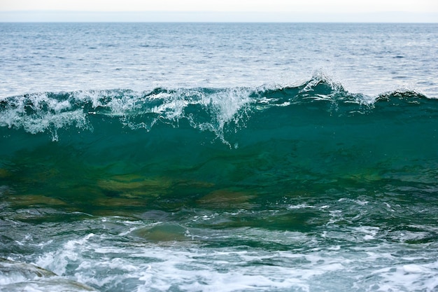 Storm wave on the coast of the Arctic. Barents sea, Russia.