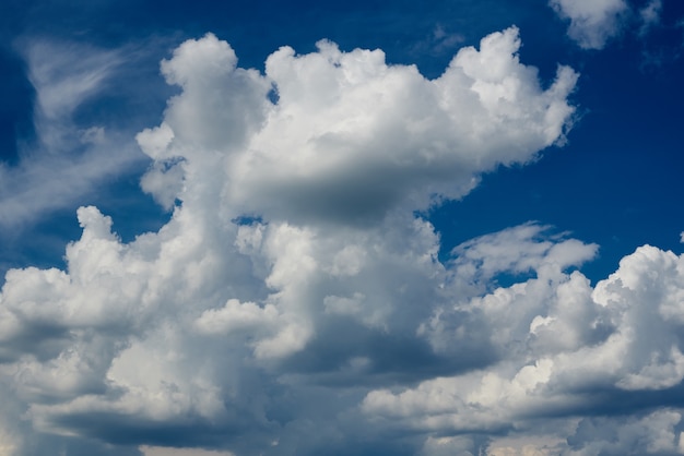 Stormy blue sky and white clouds.