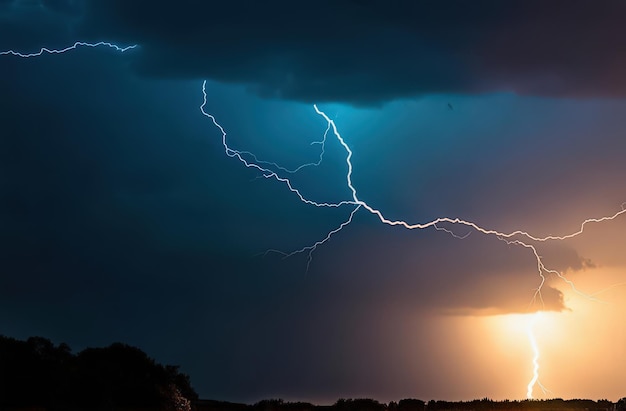 Stormy and gloomy sky thunder