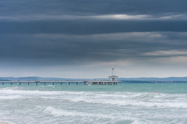 Stormy weather in the sea