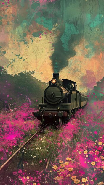 Story background train locomotive painting