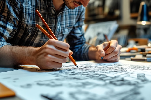 a storyboard artist sketching out a sequence of frames for animation