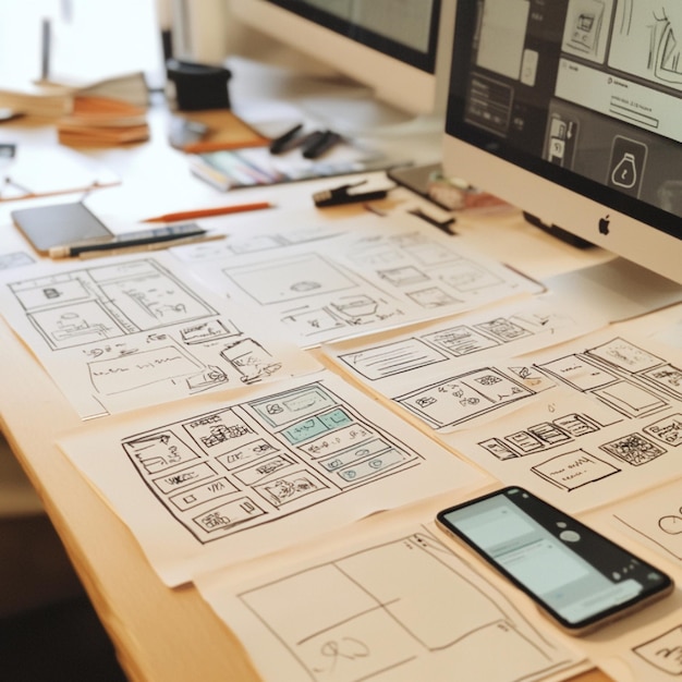 A storyboard for a mobile apps user experience UX flow