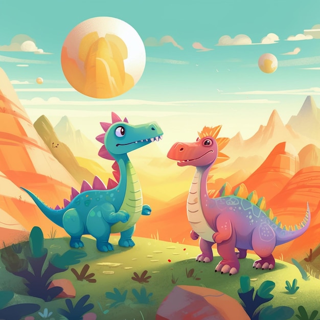 Storybook dinosaur dino children illustration Generative AI