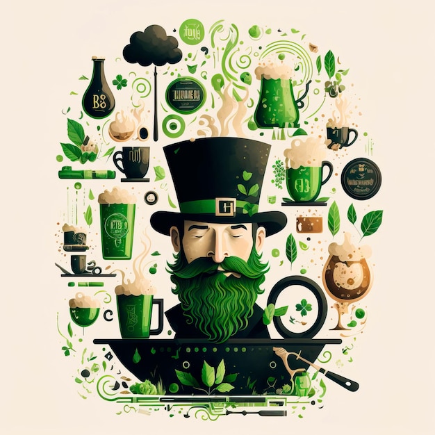 StPatrick 's Day abstract illustrations with elements Generative AI