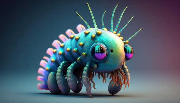 Strange colorful lobster beautiful detailed tail and big eyes Generative AI