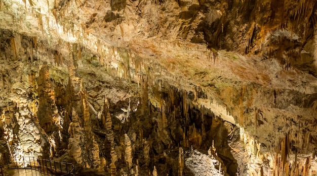 Strange rock formations underground in cave system