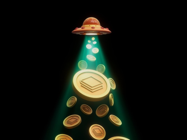 Stratis UFO Alien Supernatural Spaceship Invasion Abduction Crypto Currency 3D Illustration Render