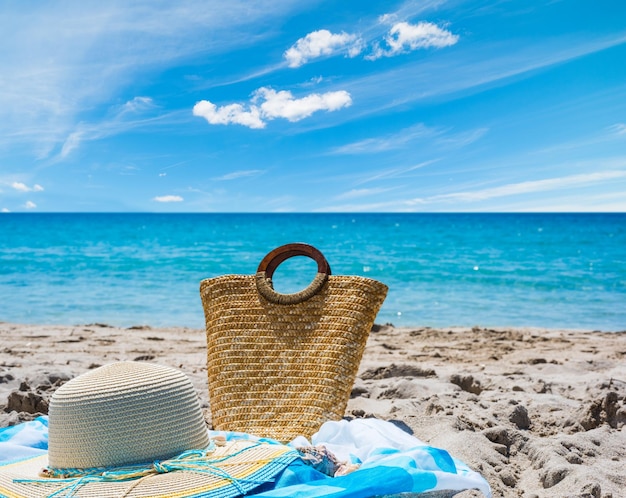 Straw hat on the beach