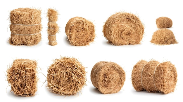 straw on white backgroundhay bale white background