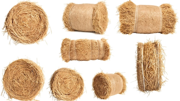 straw on white backgroundhay bale white background