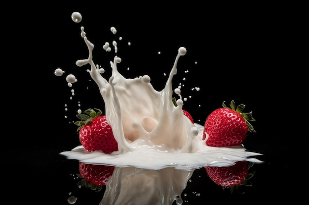 Strawbeery fresh milk splash Generate Ai