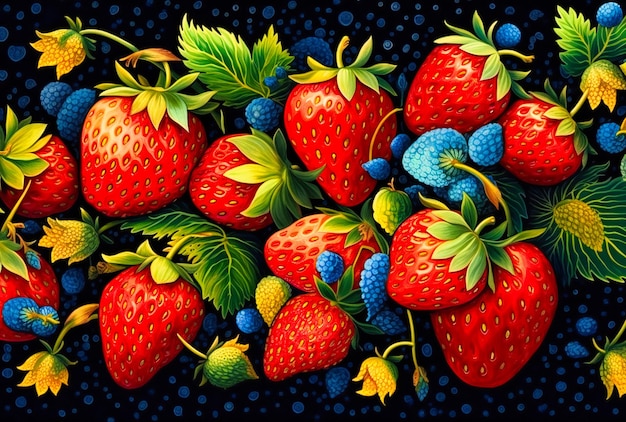 Strawberries on a black background