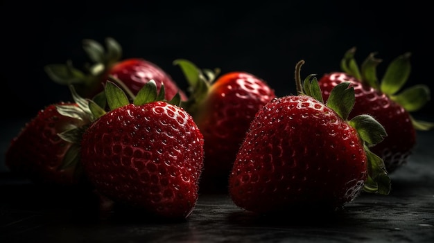 Strawberries on a black background