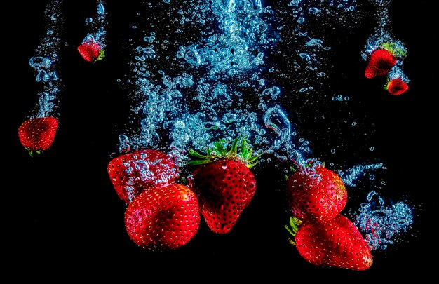 Strawberries Bubbles Underwater beautiful scene