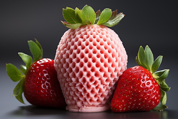 Strawberries on gray background