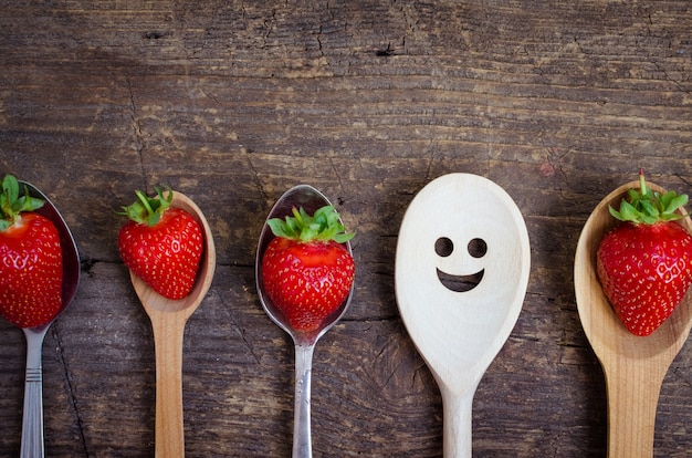 Strawberries on vintage spoons