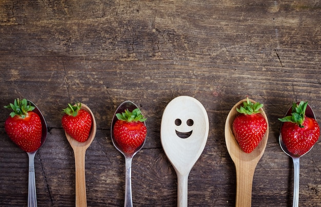 Strawberries on vintage spoons