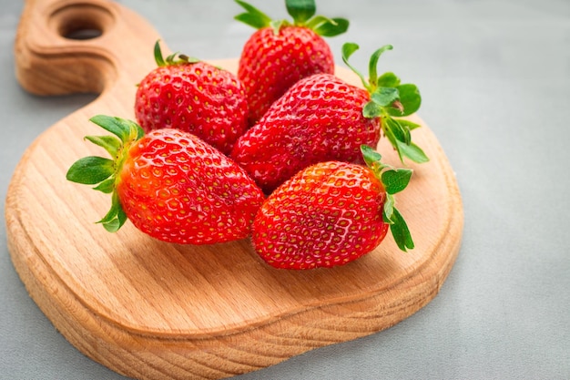 Strawberries on a wooden board