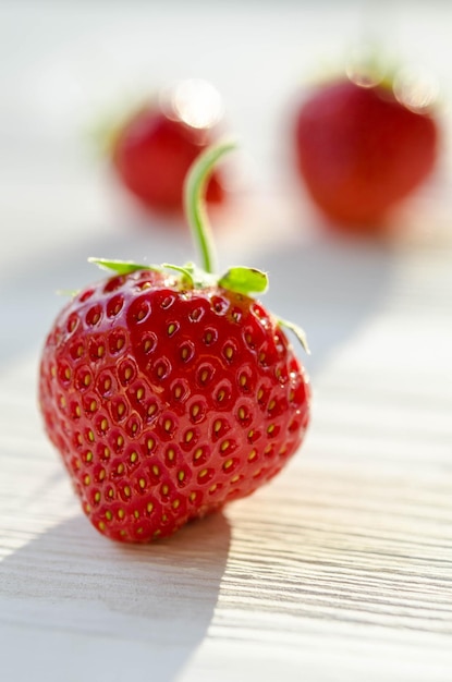 Strawberries on a wooden table