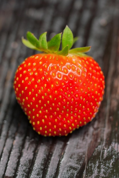 Strawberries on a wooden table