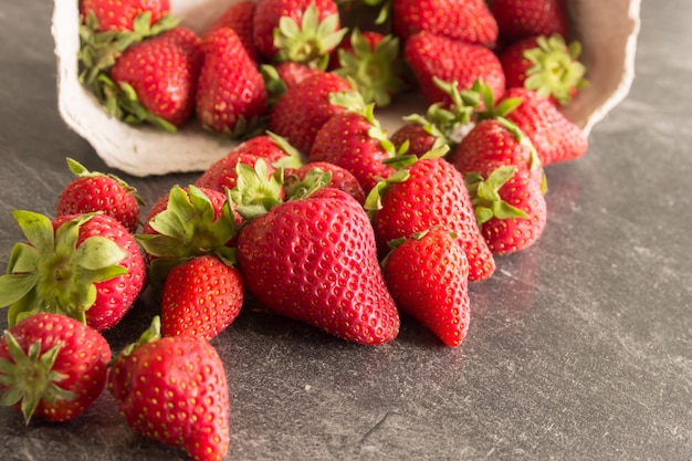 Strawberries on a wooden table