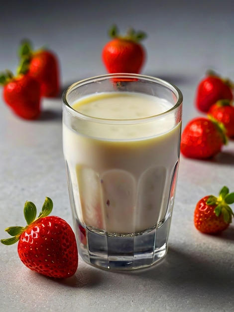 Strawberry becomes a glass of milk Put a black strawberry on the back and drops of water will escap