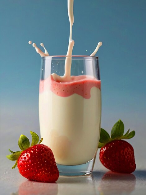 Strawberry becomes a glass of milk Put a black strawberry on the back and drops of water will escap