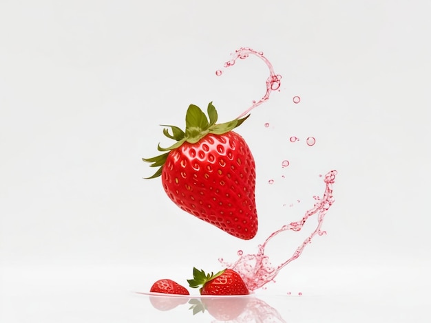 strawberry berry levitating on a white background