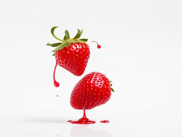 strawberry berry levitating on a white background