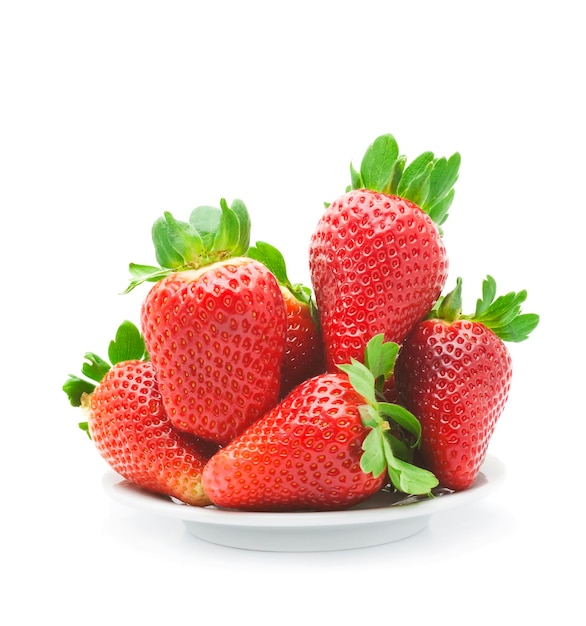 strawberry berry with green leaf