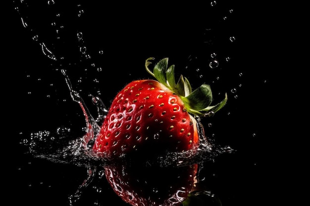 Strawberry on black background