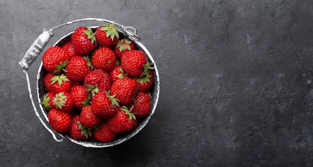 Strawberry in bucket