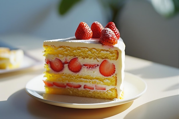 Strawberry Cake Piece Captured in a Photo